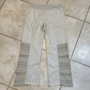 XCVI Mindset Mei Tan Wide Leg Lace Insert Pants M Pull On